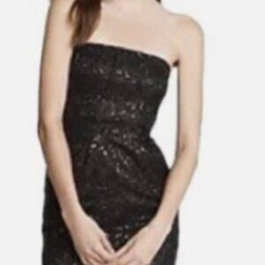 JCrew Strapless Metallic Sheath Dress, Black, Size 0